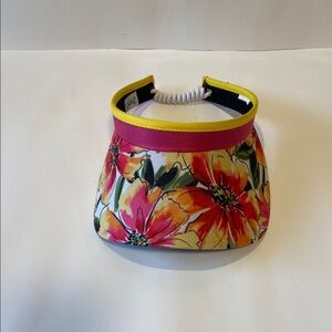 Floral Sun Visor with Yellow Trim